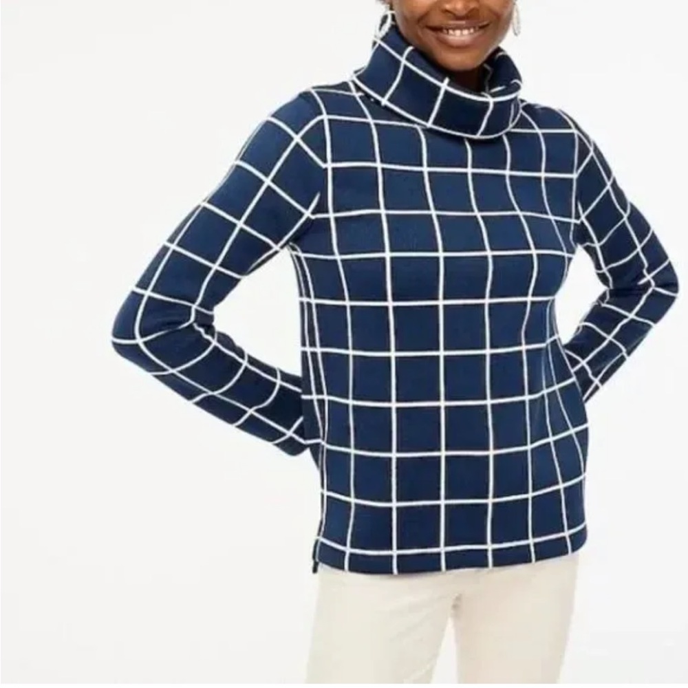 J. Crew • Window Pane Turtleneck Sweater